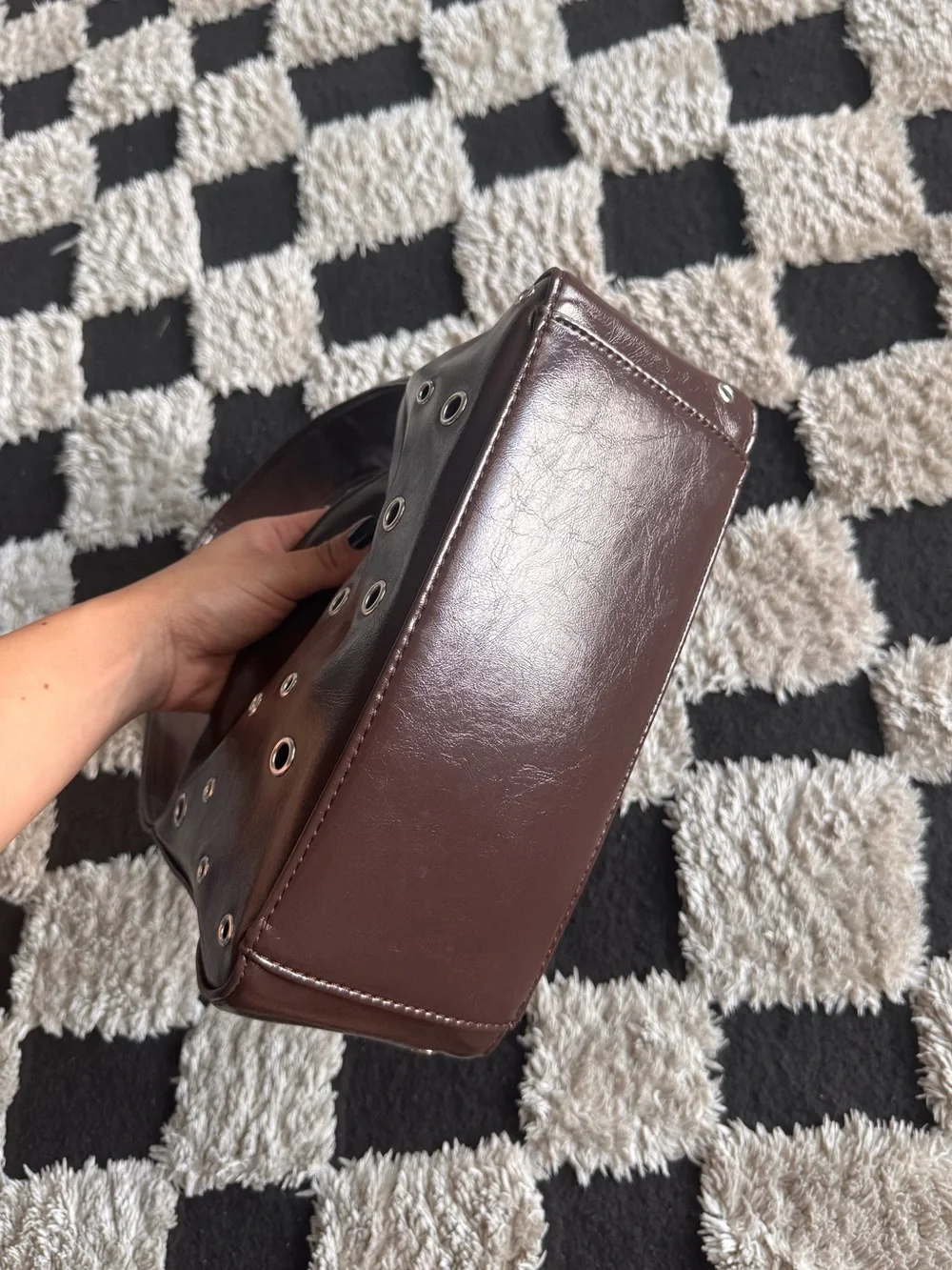Brown Eyelet Detail Shoulder Bag